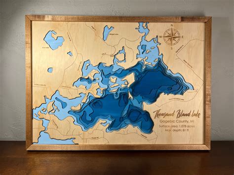 personalized wooden lake maps